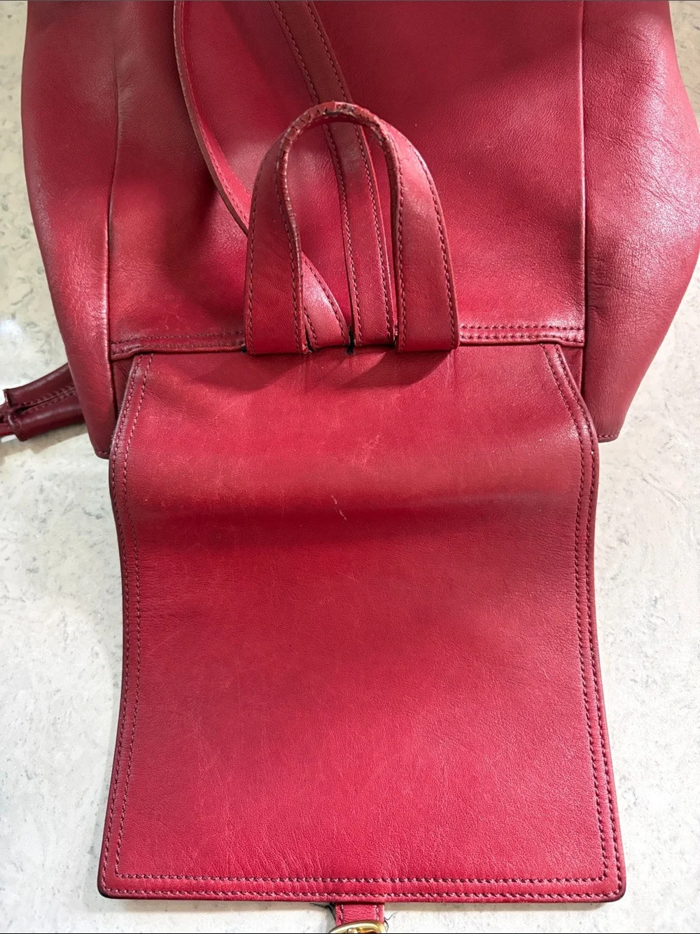 Y2K Coach Legacy West Hampton daypack backpack 9827 Red glove leather